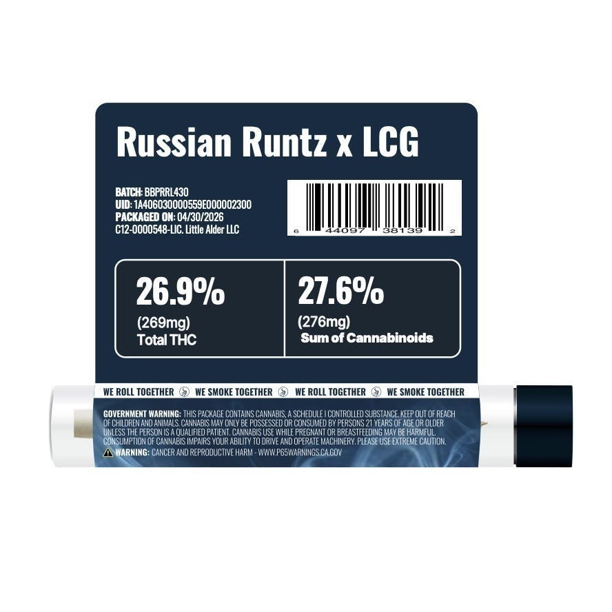 We Grow - Russian Runtz x LCG | BADBOYZ Joint | 1g - 1