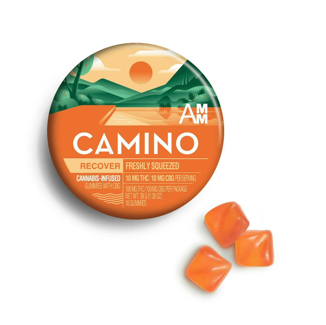 Camino - Recover | Freshly Squeezed THC:CBG 1:1 Gummies | 100mg | 10ct | 10mg/ea - 1