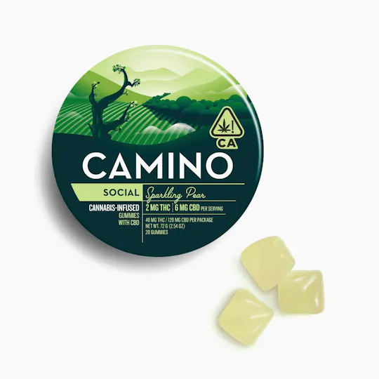 Camino - Social | Sparkling Pear THC:CBD 1:3 Gummies | 40mg | 20ct | 2mg/ea - 1