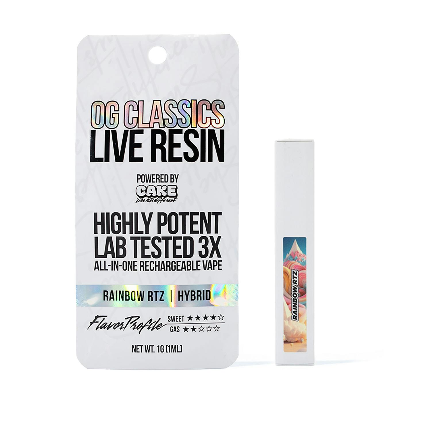 CAKE she hits different - Rainbow Rtz | Live Resin Disposable | 1g - 1