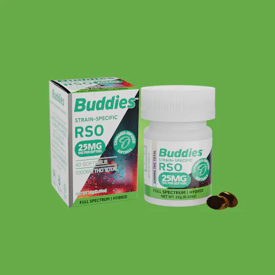 Buddies Brand - RSO | Hybrid | Capsules | 1000mg THC | 40ct | 25mg/ea - 1