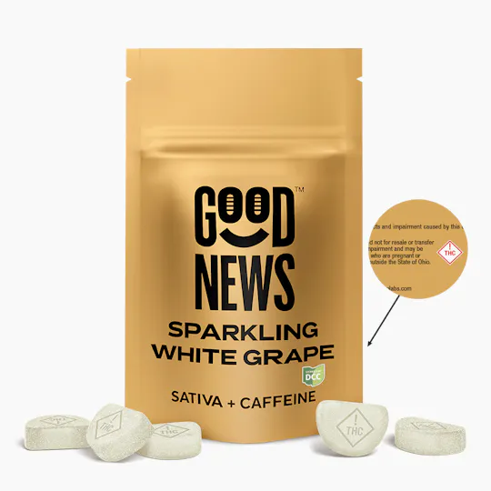 Good News - Sparkling White Grape Gummies + Caffeine | 100mg | 10ct | 10mg/ea - 1