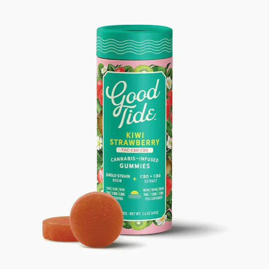 Good Tide - Kiwi Strawberry 1:1:1 THC:CBD:CBG Gummies | 100mg | 10ct | 10mg/ea - 1