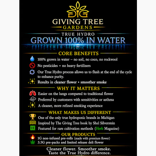 Giving Tree Gardens - Permanent Runtz – 1G Pre-Roll | 100% WATER GROWN • TRUE HYDRO - 1