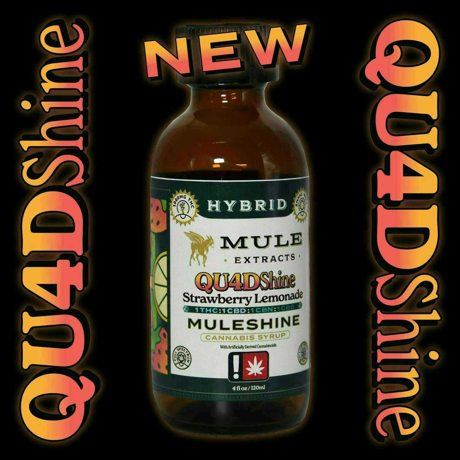 Mule Extracts - Strawberry Lemonade 1:1:1:1 Quadshine | Infused Syrup | 1000mg THC | 120ml - 1