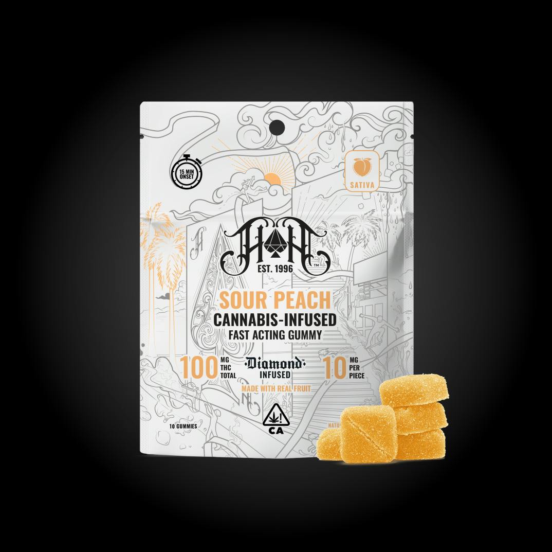 Heavy Hitters - Fast-Acting | Sour Peach Gummies | 100mg | 10ct | 10mg/ea - 1