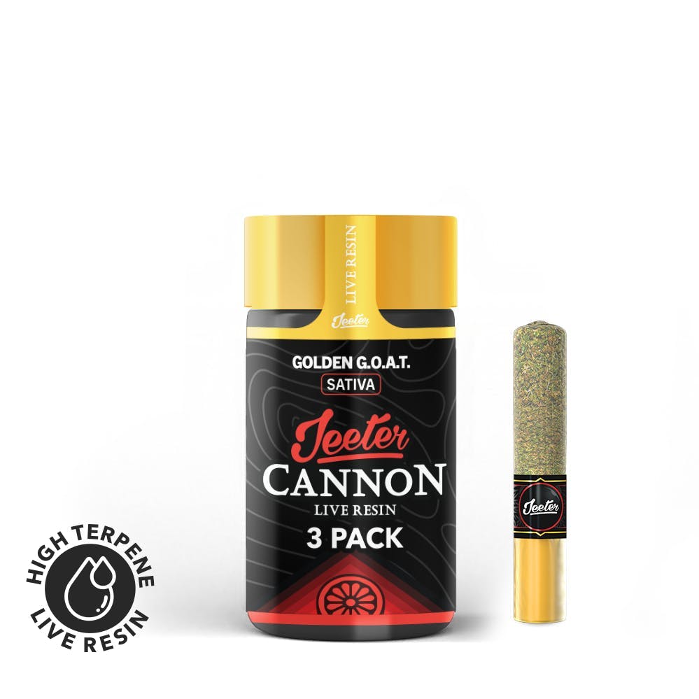 Jeeter - Golden G.O.A.T. | Live Resin Cannons | Infused Minis | 0.5g ea | 3pk - 1