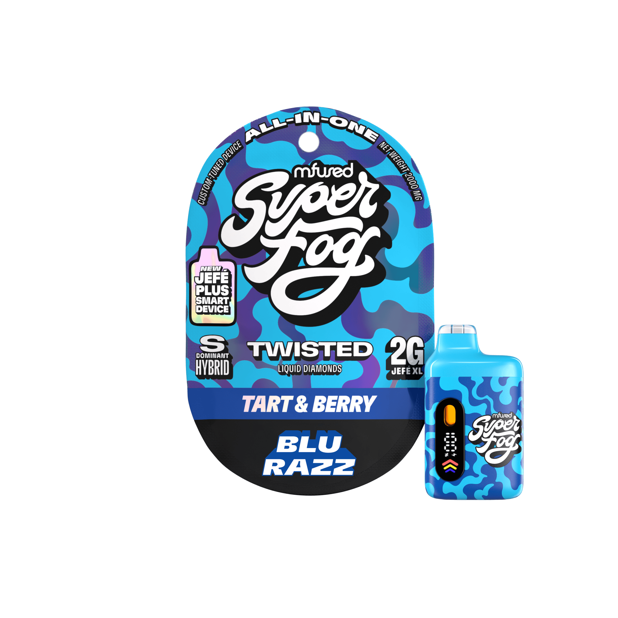 Super Fog by MFused - Blu Razz | TWISTED Liquid Diamonds Jefé Plus Disposable | 2g - 1