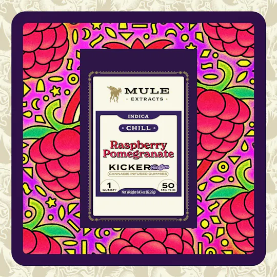 Mule Extracts - Raspberry Pomegranate Kicker Gummy | 50mg | Single - 1