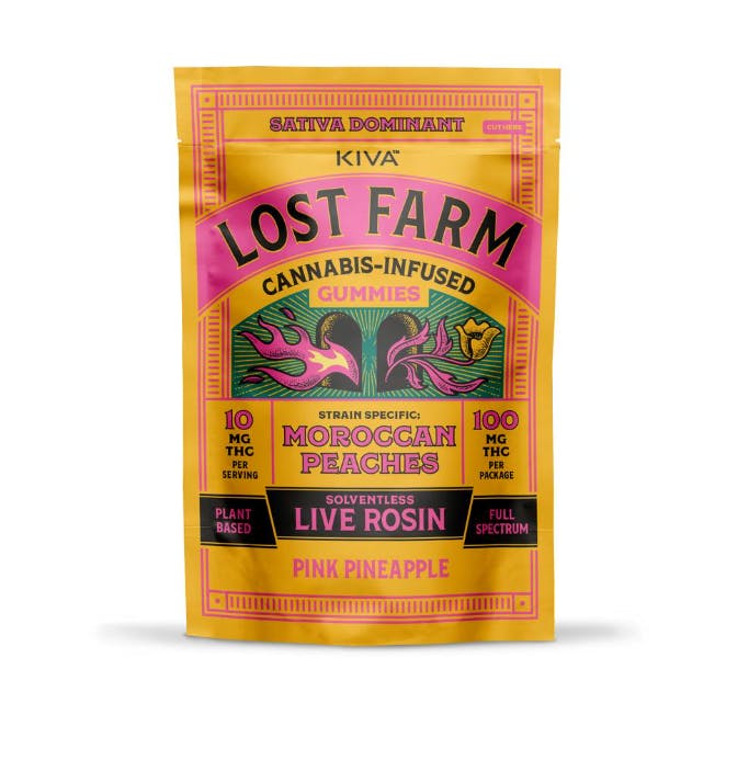 Lost Farm - Moroccan Peaches' Live Rosin Gummies | 100mg | 10ct | 10mg/ea - 1