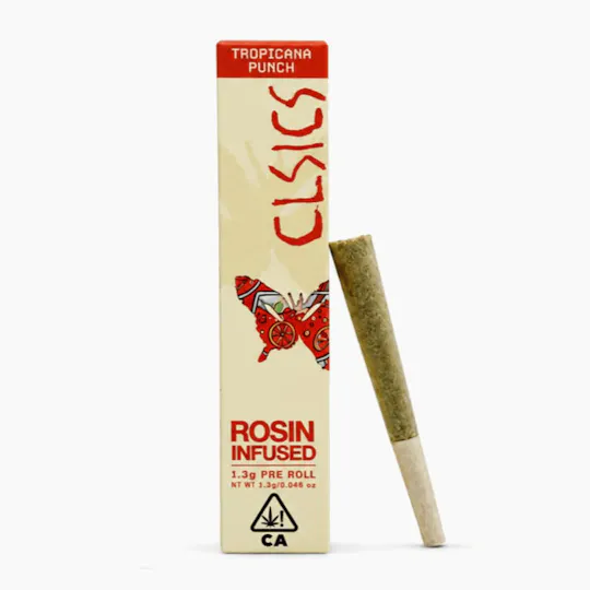 CLSICS Rosin & Rosin Infused Pre Rolls - Tropicana Punch - Rosin Infused Joint - 1.3g - 1
