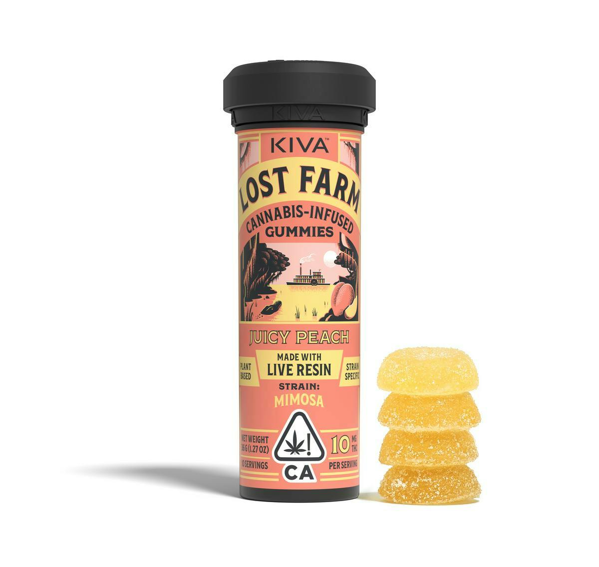 Lost Farm - Juicy Peach 'Mimosa' Live Resin Gummies | 100mg | 10ct | 10mg/ea - 1