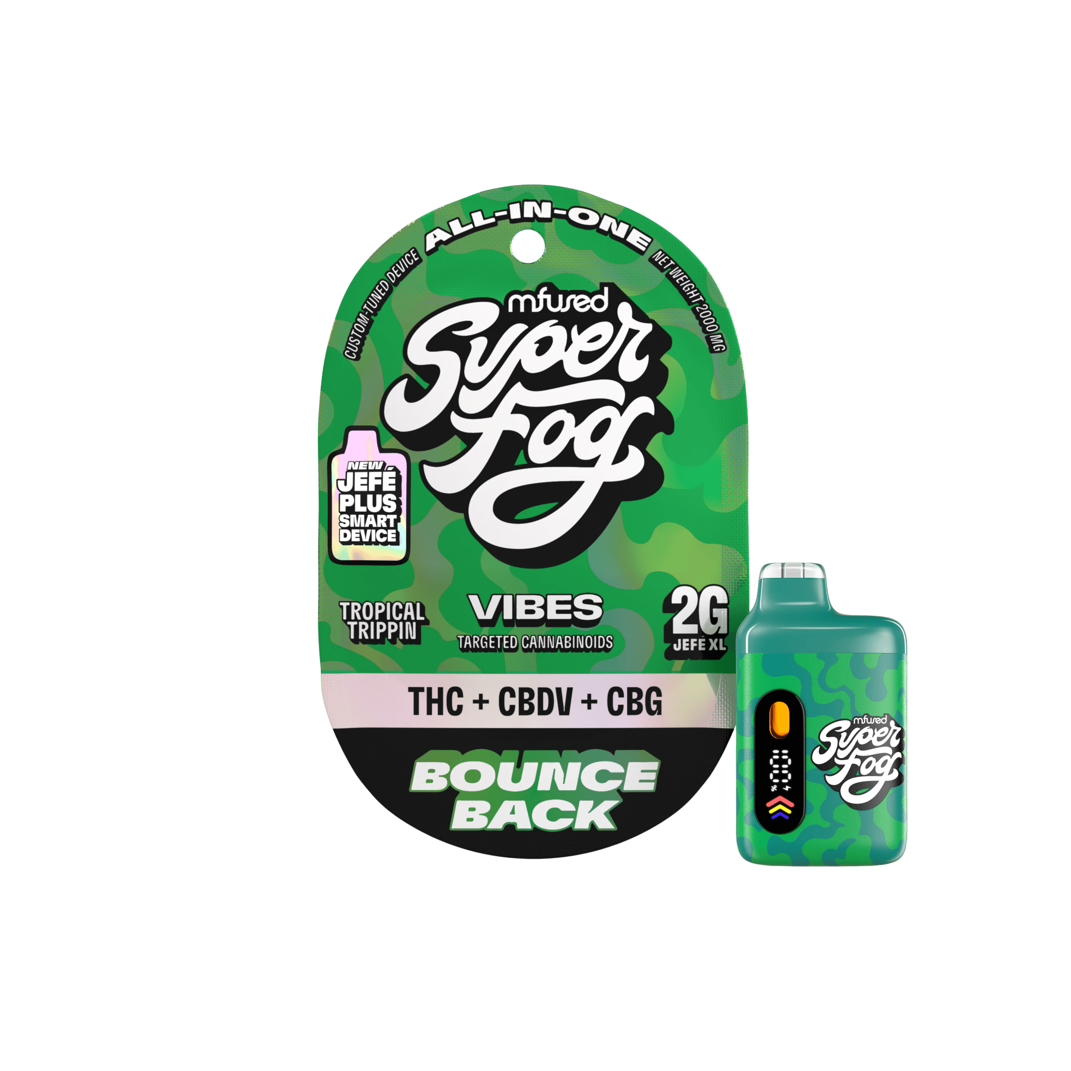 Super Fog by MFused - Bounce Back | VIBES Targeted Cannabinoids Jefé Plus Disposable | 2g - 1