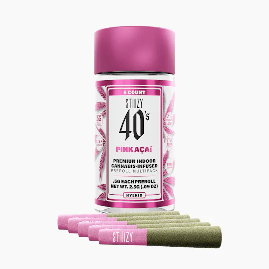 STIIIZY - - PINK ACAI - .5G 40's Infused Preroll 5 Pack - 1