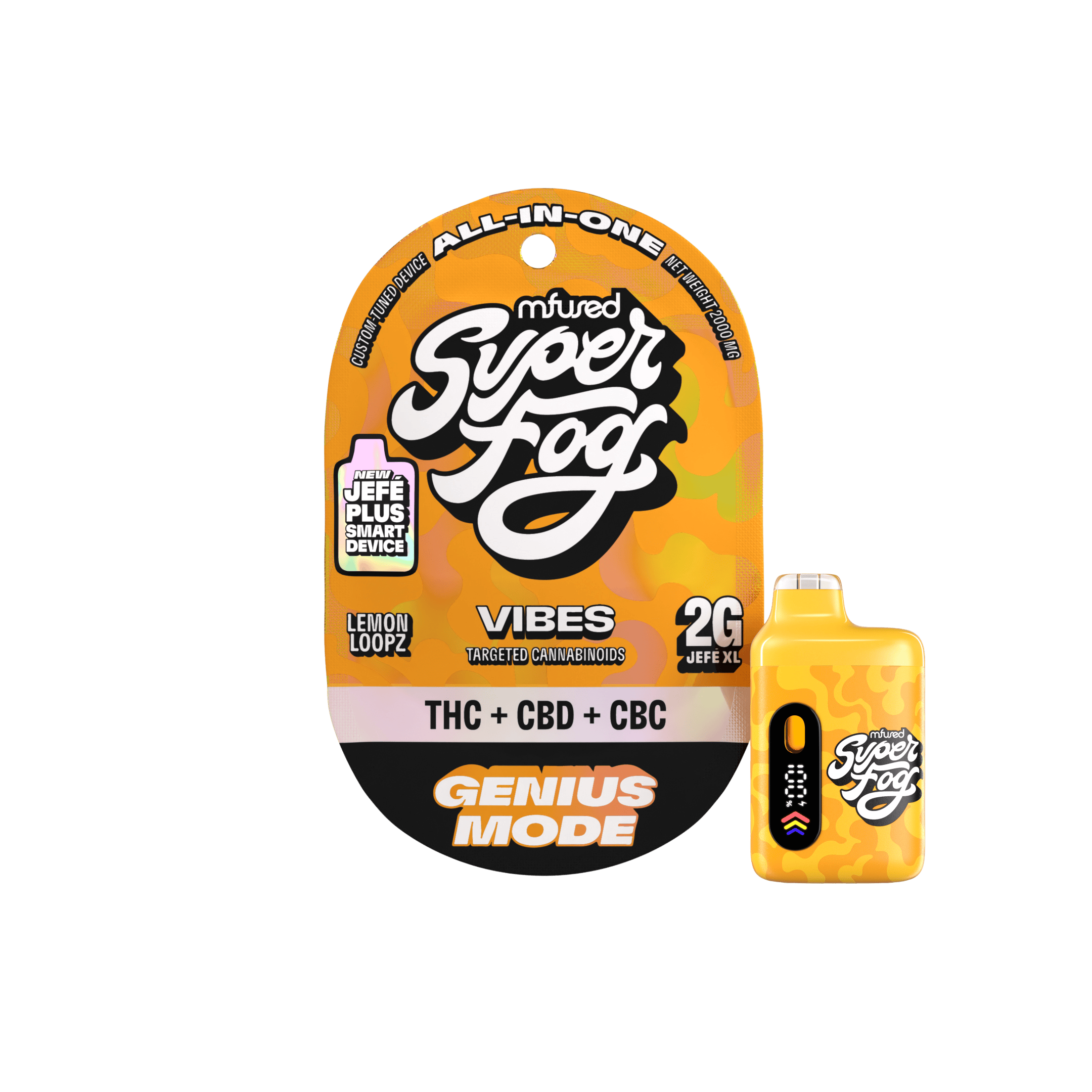 Super Fog by MFused - Genius Mode | VIBES Targeted Cannabinoids Jefé Plus Disposable | 2g - 1