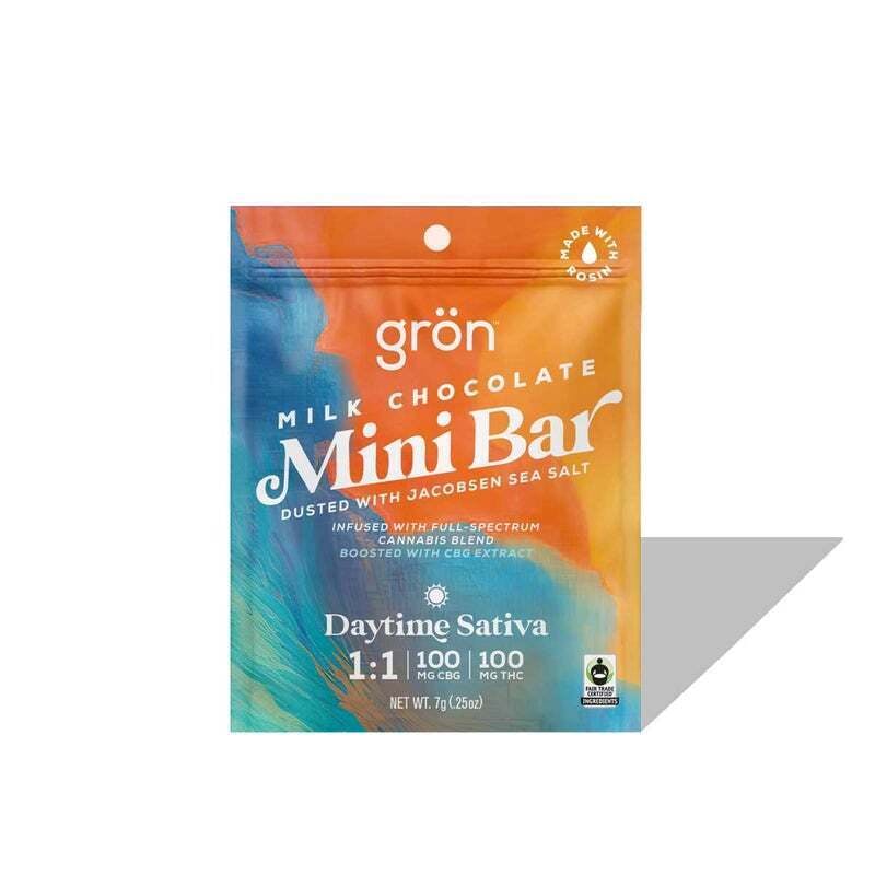 Grön Edibles - Milk Chocolate Mini Bar | 1:1 CBG:THC | Daytime Sativa | 100mg | 1ct - 1