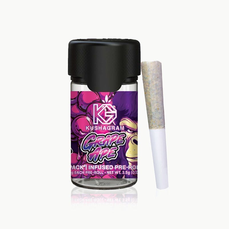 KUSHAGRAM - Grape Ape 5pk Infused Pre Rolls - 3.5g - 1