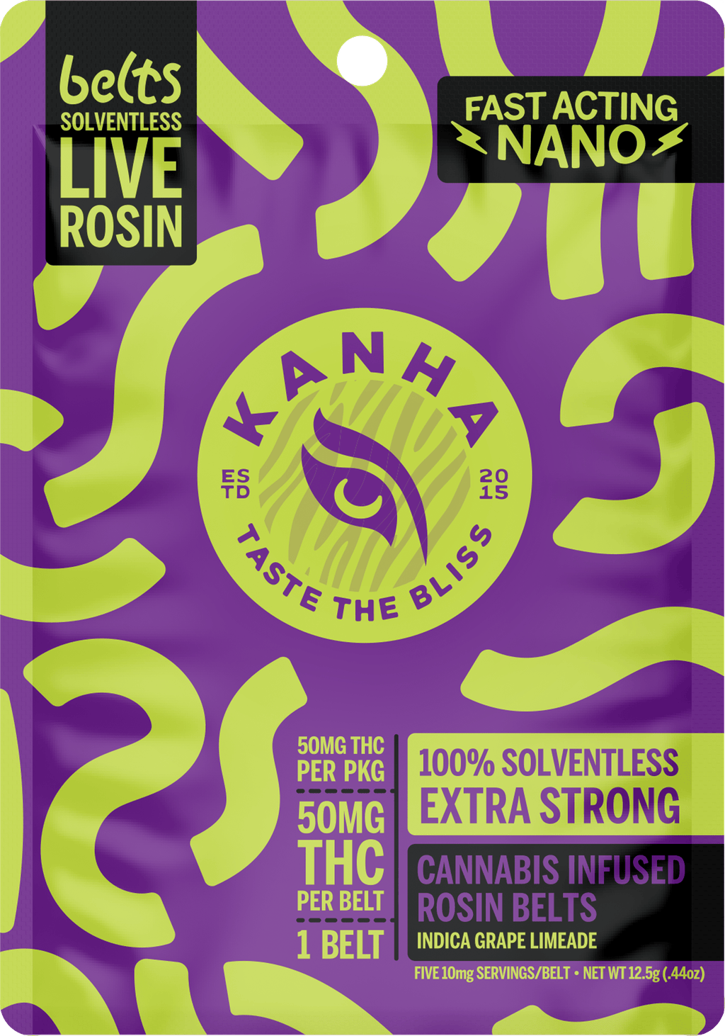 KANHA - Solventless Belts | Grape Limeade | 50mg | Single - 1