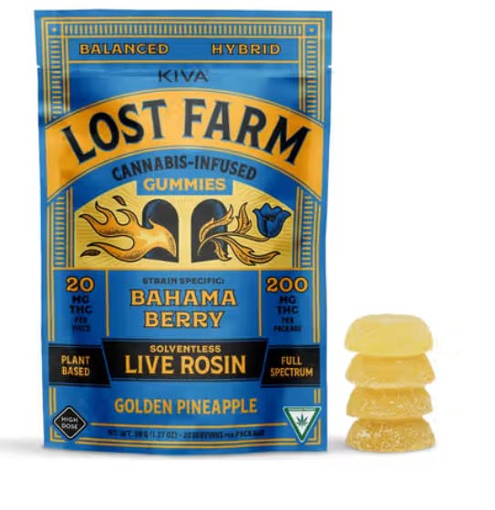 Lost Farm - Golden Pineapple 'Bahama Berry' Live Rosin Gummies | 200mg | 10ct | 20mg/ea - 1