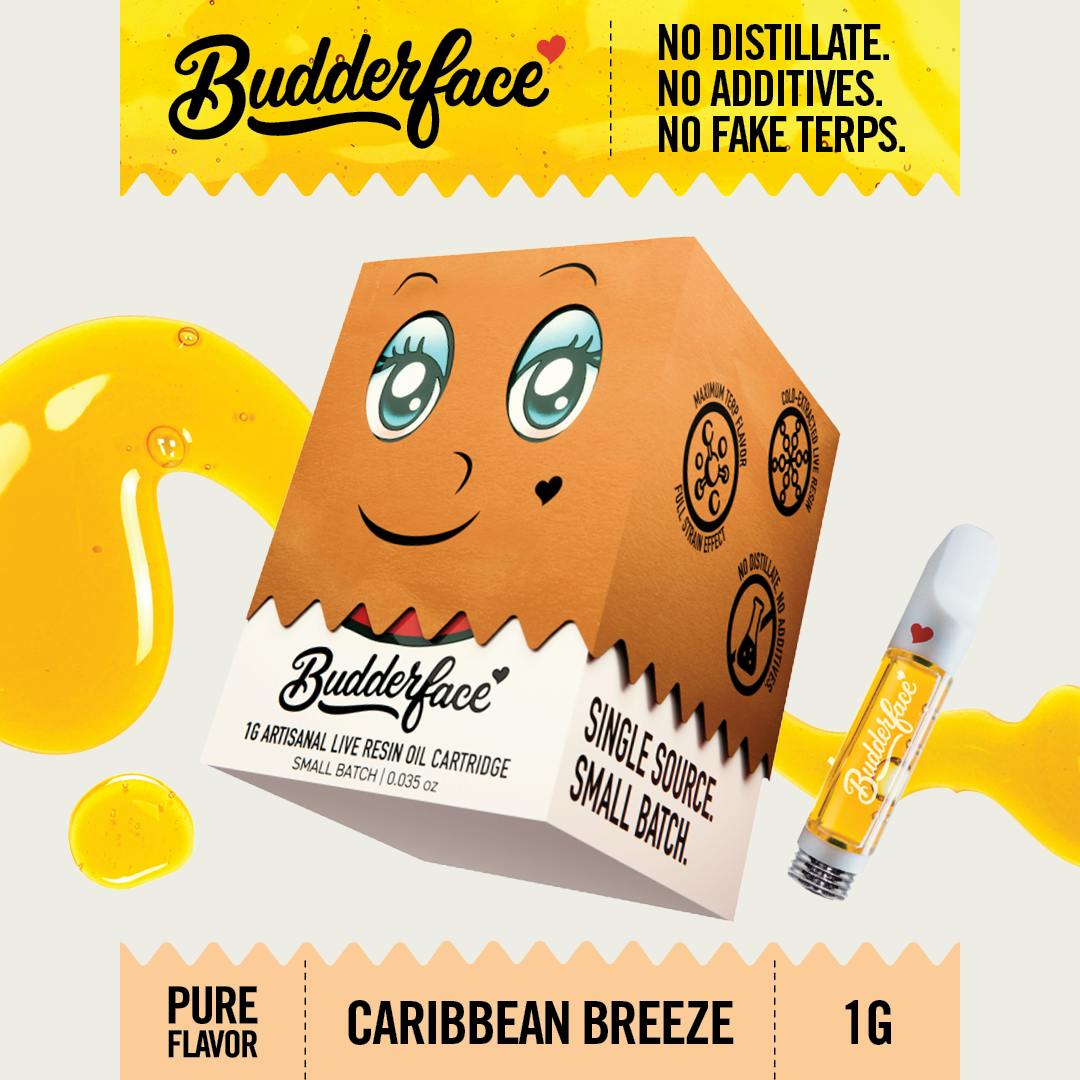 Budderface - BUDDERFACE | Caribbean Breeze | 1G | Artisanal Live Resin 510 Vape Cart - 1