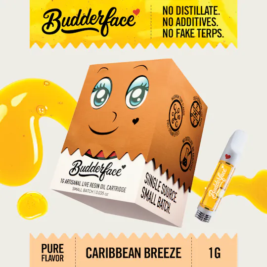Budderface - BUDDERFACE | Caribbean Breeze | 1G | Artisanal Live Resin 510 Vape Cart - 1