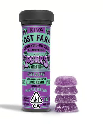 Lost Farm - Grape 'Purple Dream' Live Resin Gummies | 100mg | 10ct | 10mg/ea - 1