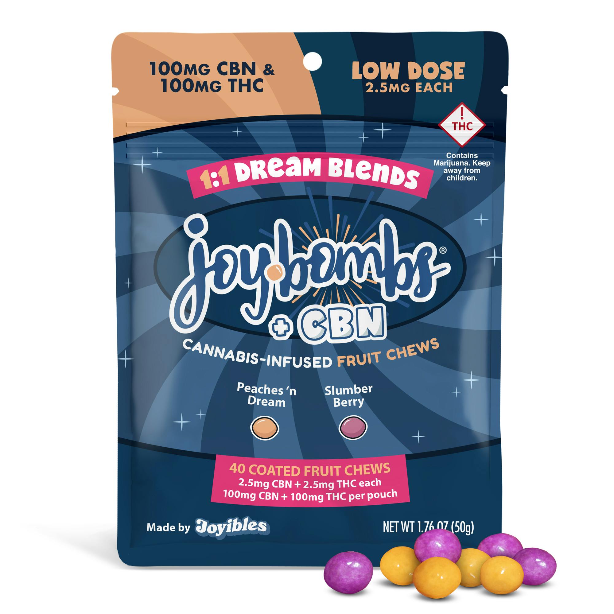 Joyibles - Joy Bombs + CBN 1:1 Dream Blends - 100mg THC (40pk / 2.5mg THC & CBN ea) - 1