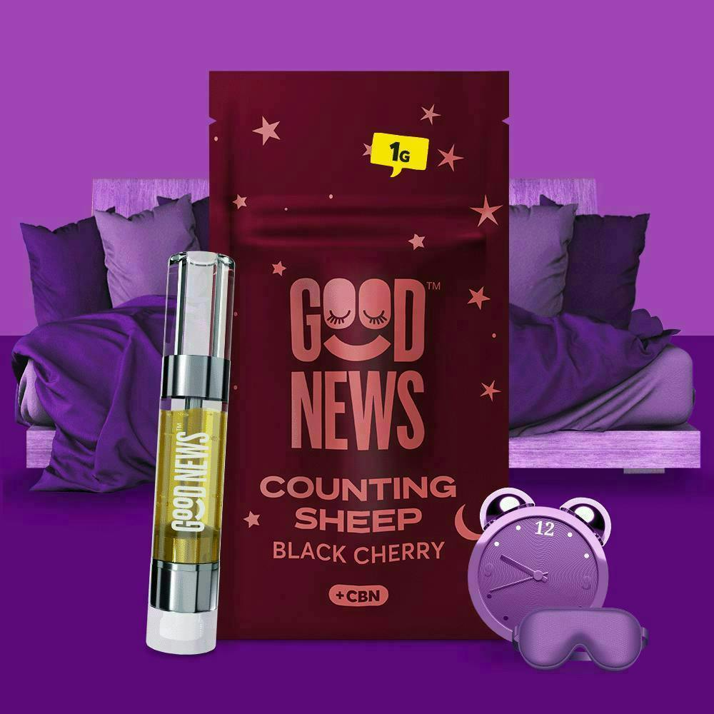 Good News - Black Cherry | Counting Sheep 1:4 CBN:THC Cartridge | 1g - 1