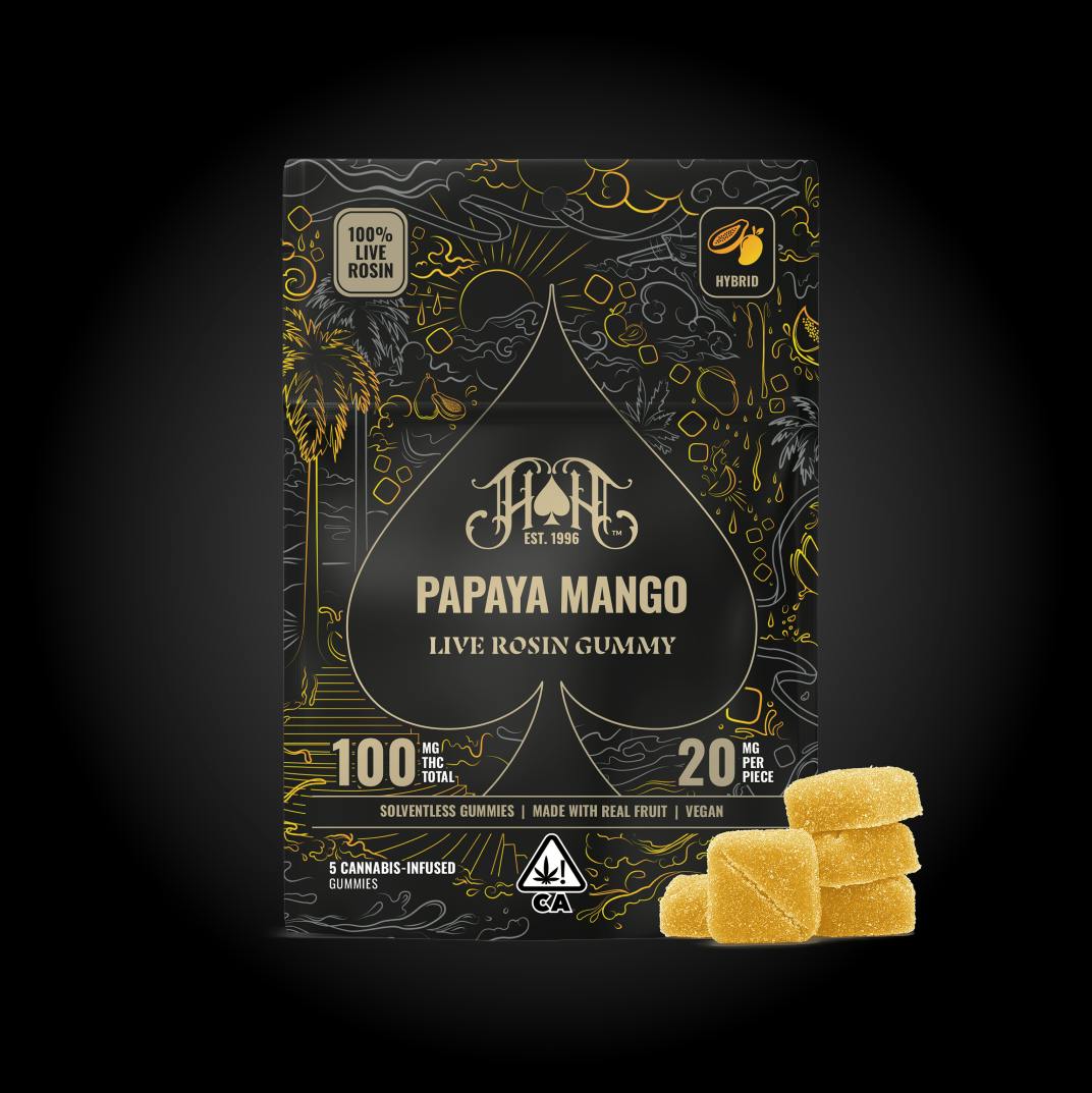 Heavy Hitters - Live Rosin | Papaya Mango Gummies | 100mg | 5ct | 20mg/ea - 1