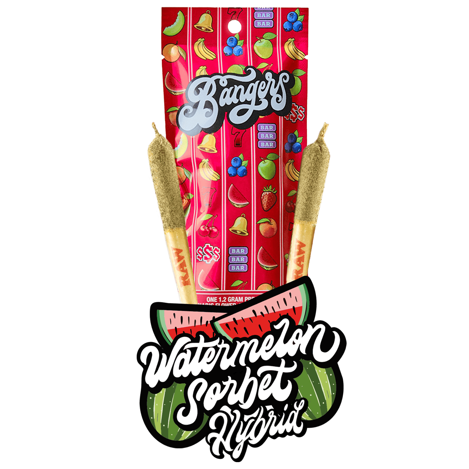 Bangers - Watermelon Sorbet - (2) .6 gram Pre rolls - 1