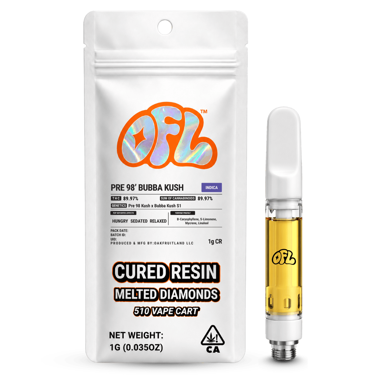 Oakfruitland (OFL) - Pre 98 Bubba Kush | Cured Resin Cartridge | 1g - 1