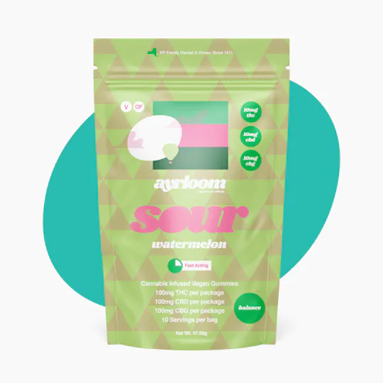 ayrloom - Sour Watermelon 1:1:1 THC:CBD:CBG | 100mg | 10ct | 10mg/ea - 1