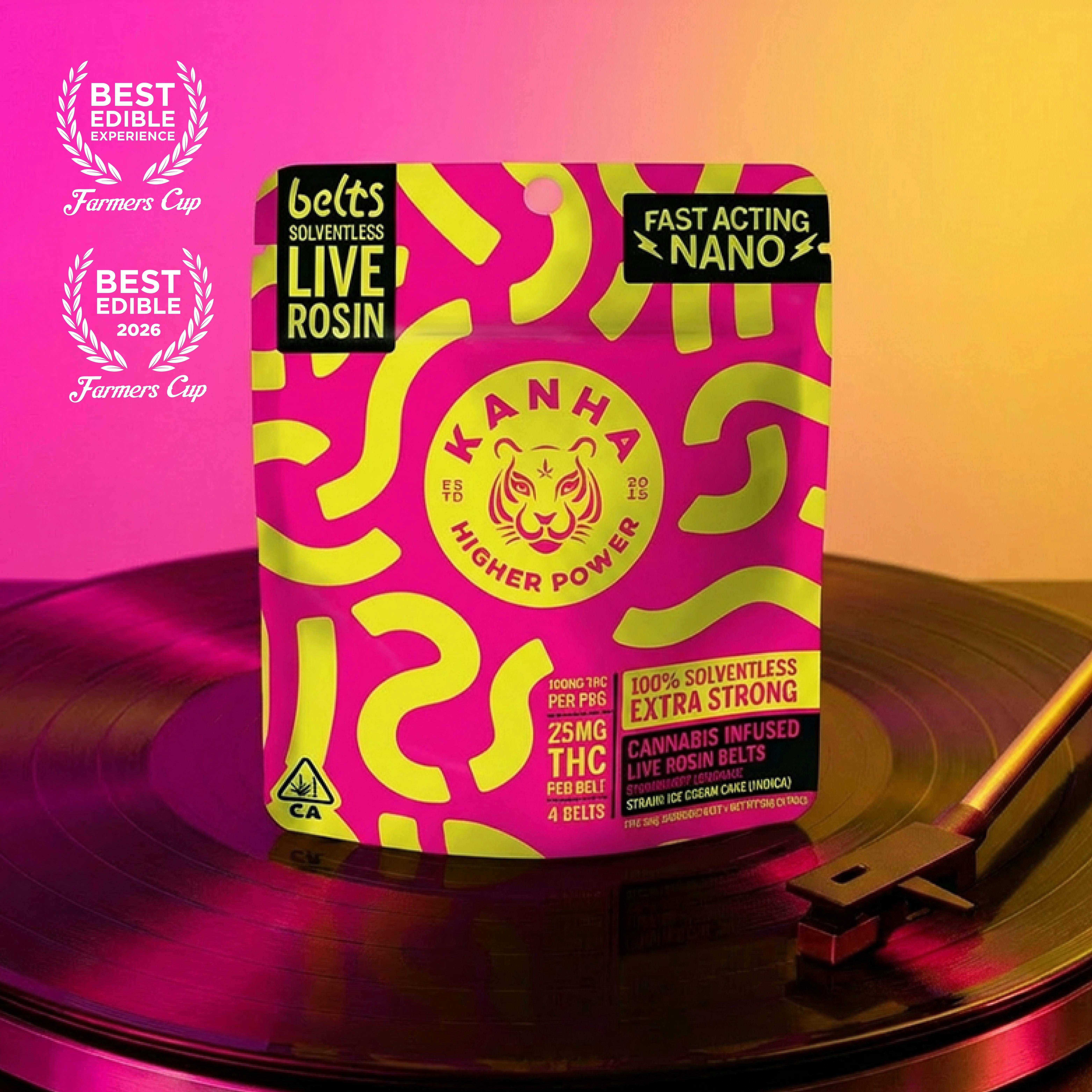 KANHA - Solventless Belts | Strawberry Lemonade Gummies | 100mg | 4ct | 25mg/ea - 1