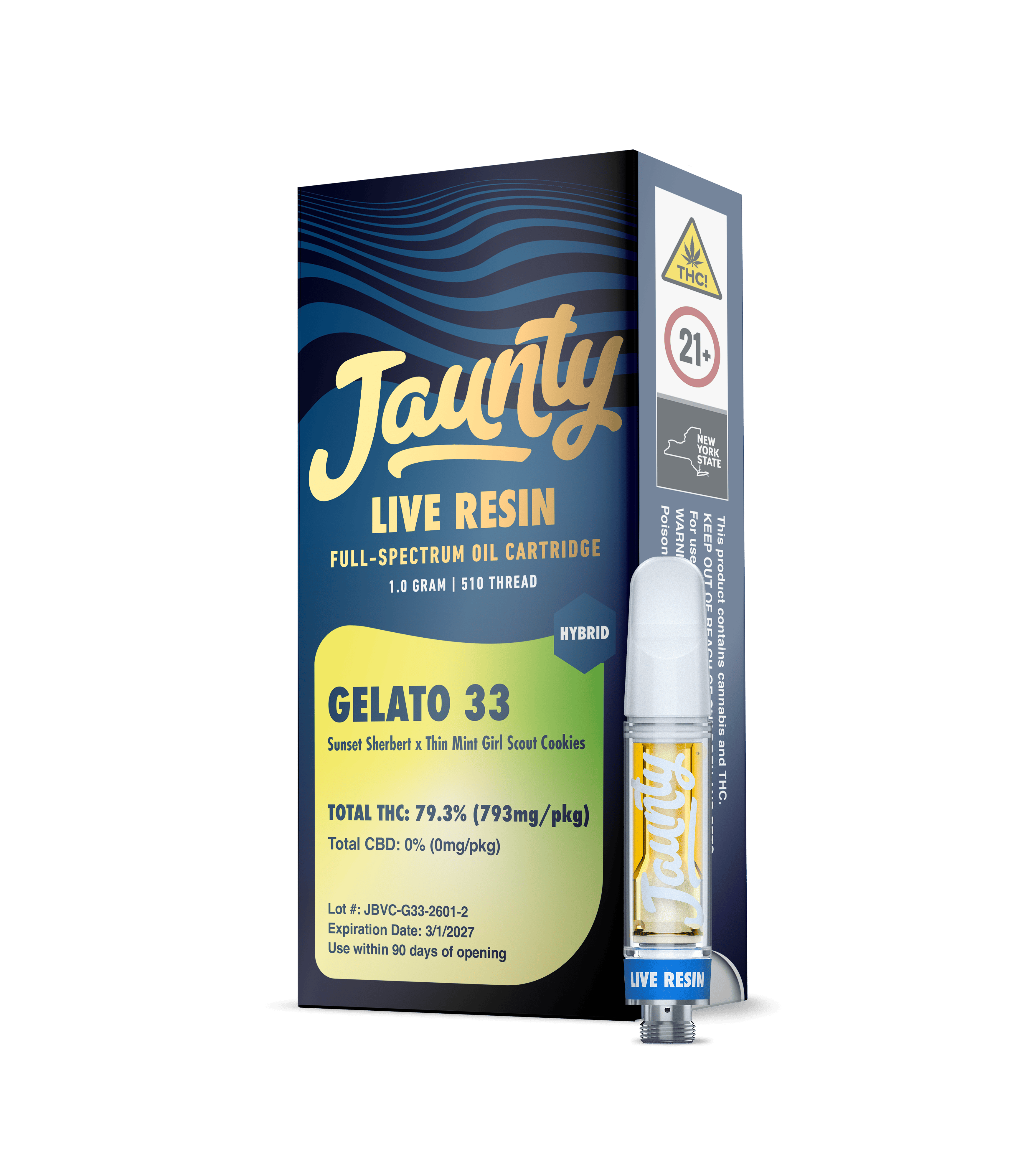 Jaunty - Gelato 33 | Live Resin Cartridge | 1g - 1