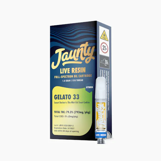 Jaunty - Gelato 33 | Live Resin Cartridge | 1g - 1