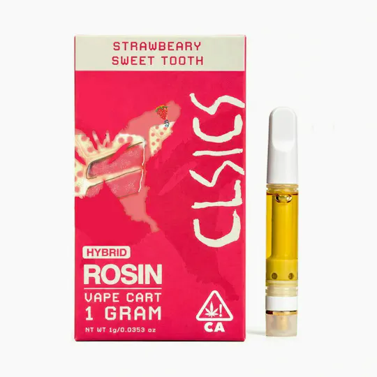 CLSICS Rosin & Rosin Infused Pre Rolls - Strawberry Sweet Tooth - Live Rosin Vape Cartridge - 1g - 1