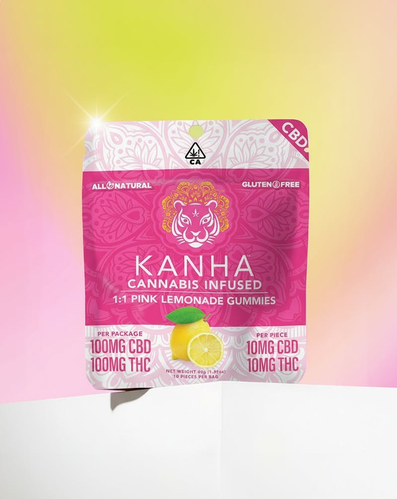 KANHA - Pink Lemonade 1:1 CBD:THC Gummies | 100mg | 10ct | 10mg/ea - 1