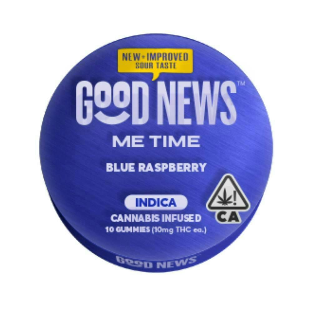 Good News - Me Time | Blue Raspberry Sour Gummies | 100mg | 10ct | 10mg/ea - 1