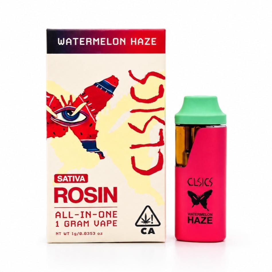 CLSICS Rosin & Rosin Infused Pre Rolls - Watermelon Haze - Live Rosin All in One Vape - 1g - 1