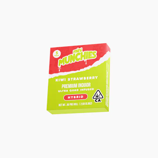 Munchies - Kiwi Strawberry Munchies 0.5g Mini Infused Pre-Rolls Pack of 5 - 1