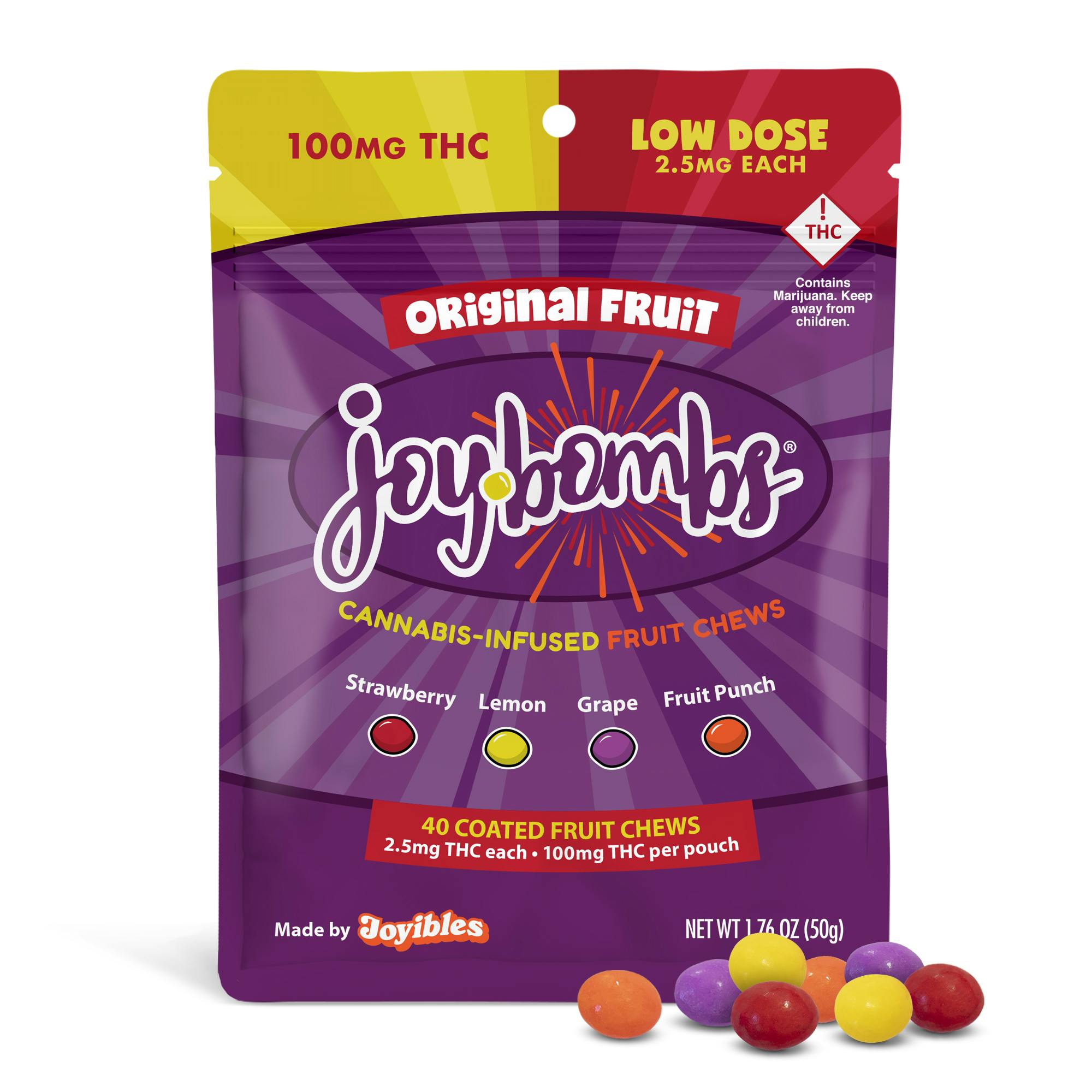 Joyibles - Joy Bombs Original Fruit - 100mg THC (40pk / 2.5mg THC ea) - 1