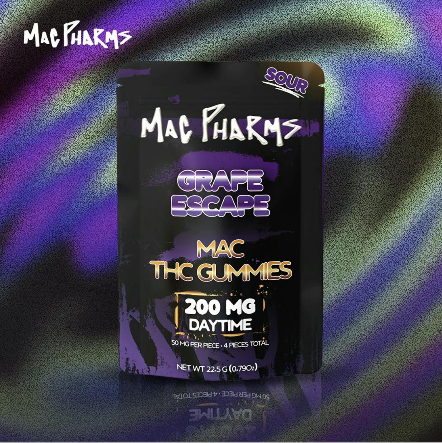 Mac Pharms - Mac Pharms| Sour Grape Escape| Gummies| 200mg| 4ct| 50mg/pc - 1
