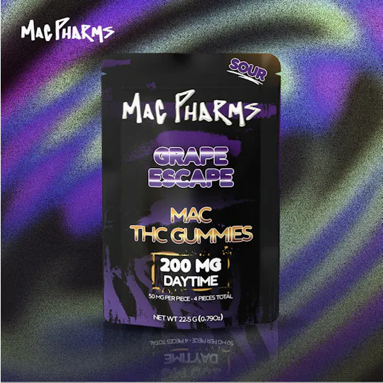 Mac Pharms - Mac Pharms| Sour Grape Escape| Gummies| 200mg| 4ct| 50mg/pc - 1