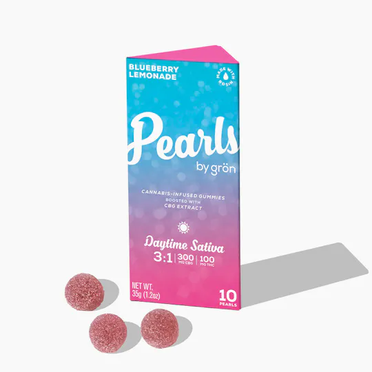 Grön Edibles - Blueberry Lemonade Pearls 3:1 CBG:THC Gummies | 100mg | 10ct | 10mg/ea - 1
