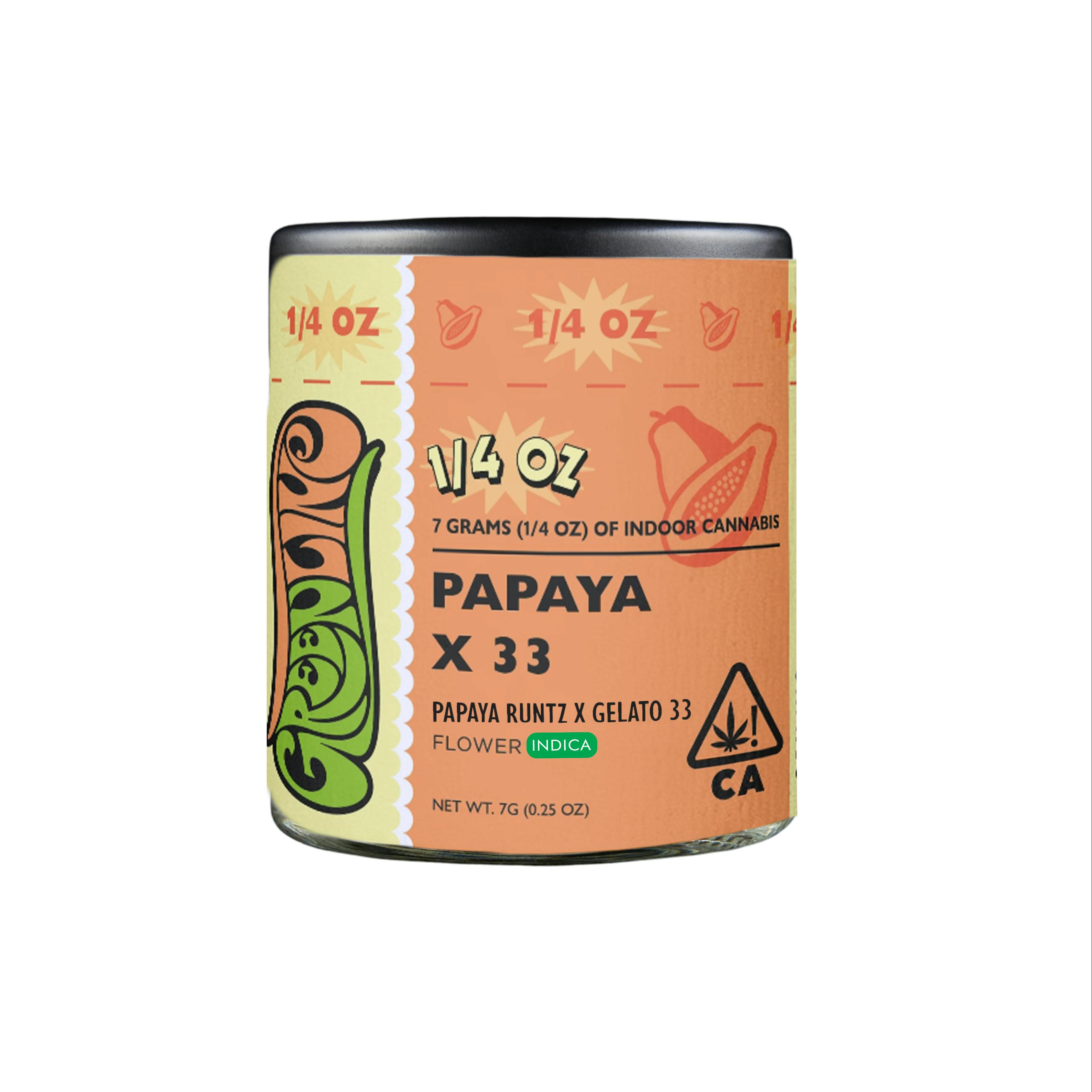 Greenline - Papaya X 33 - 1/4 oz - Indoor - Indica - 7g - 1