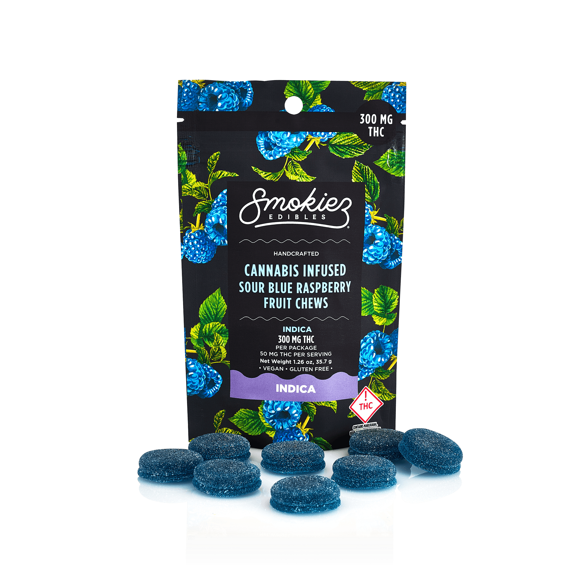 Smokiez Edibles - Sour Blue Raspberry Gummies | 300mg | 6ct | 50mg/ea - 1
