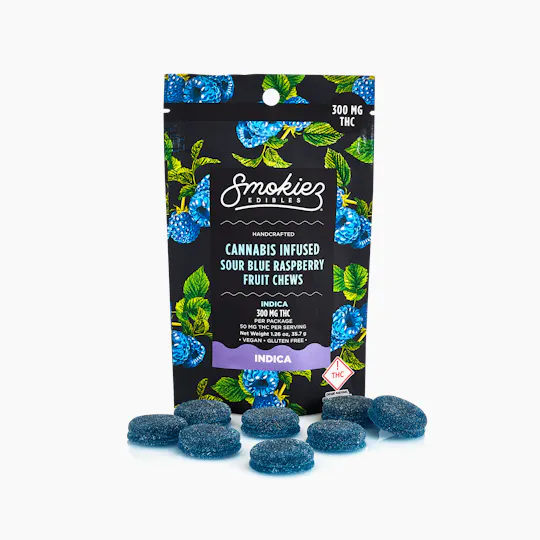 Smokiez Edibles - Sour Blue Raspberry Gummies | 300mg | 6ct | 50mg/ea - 1