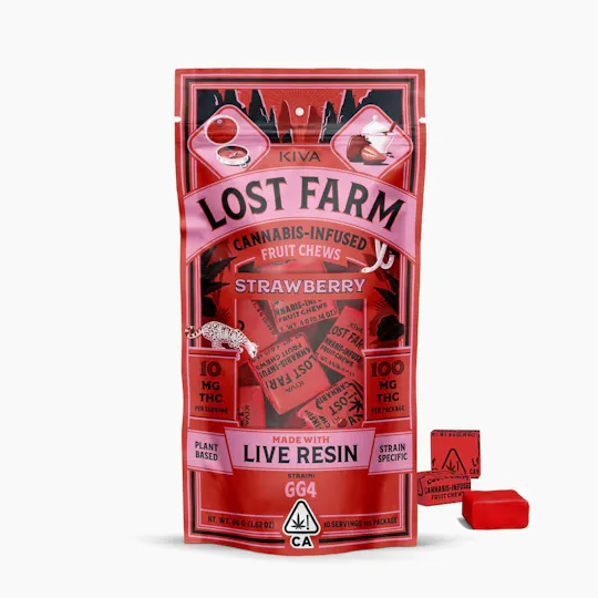 Lost Farm - Strawberry 'GG4' Live Resin Chews | 100mg | 10ct | 10mg/ea - 1