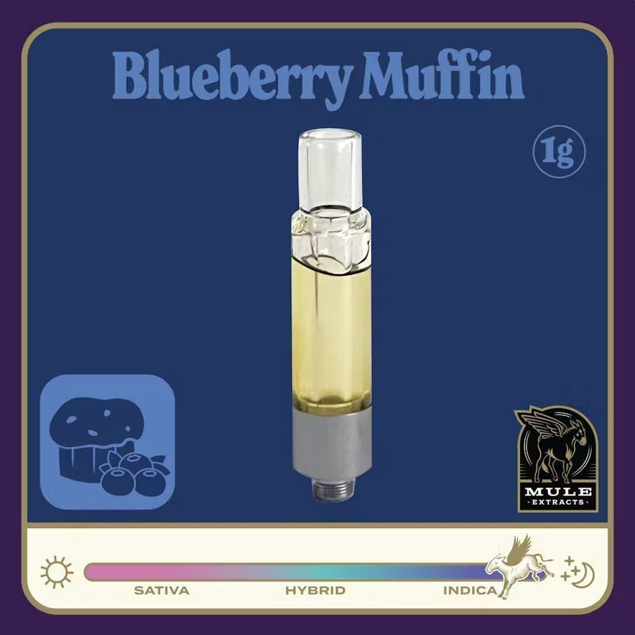 Mule Extracts - Blueberry Muffin | Live Resin Glass Cartridge | 1g - 1