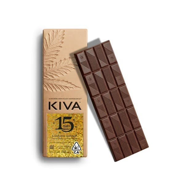 Kiva Confections - Sea Salt Dark Chocolate Bar | 100mg | 20ct | 5mg/ea - 1